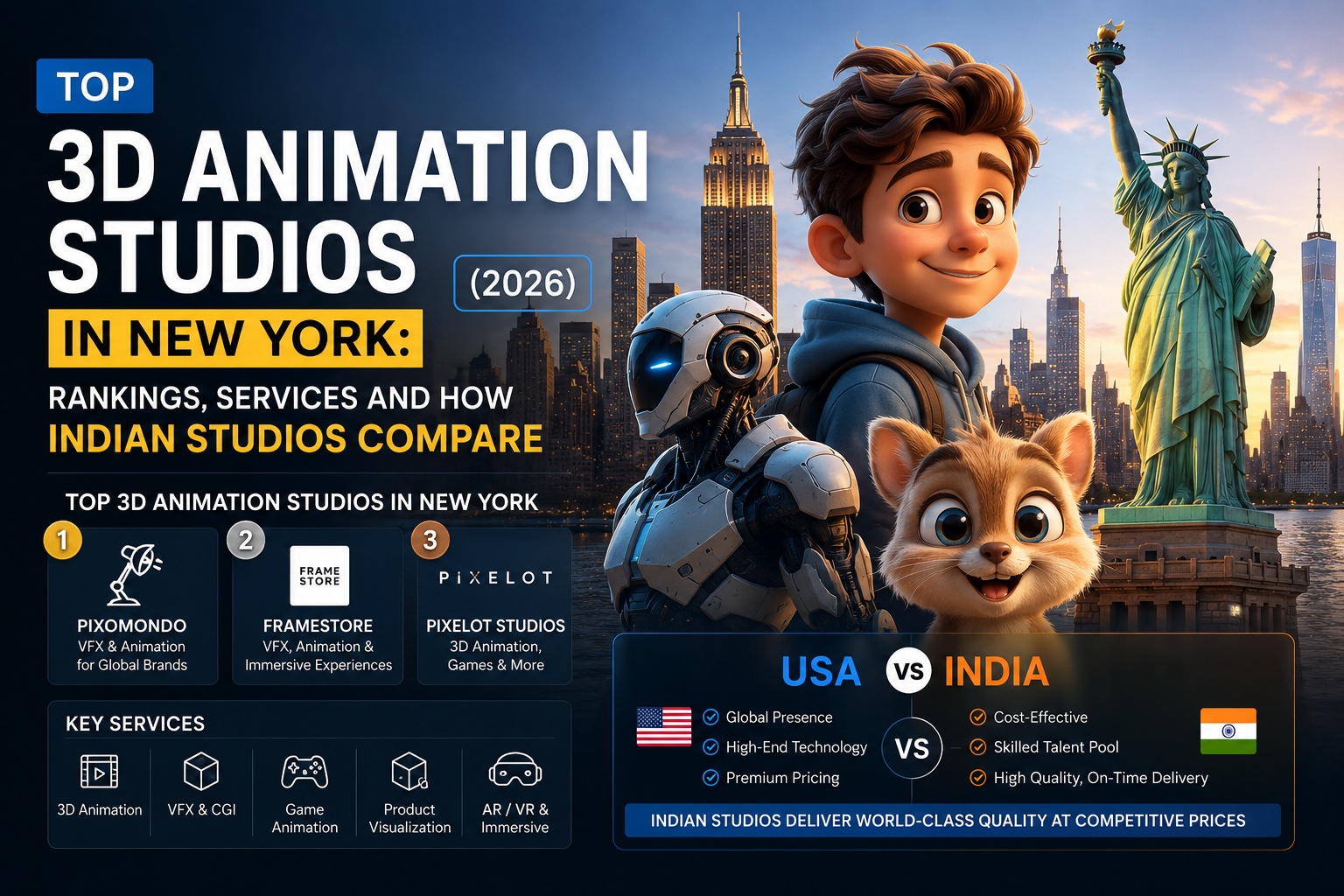 Top 3D Animation Studios in New York: Rankings, Services and How Indian Studios Compare (2026)